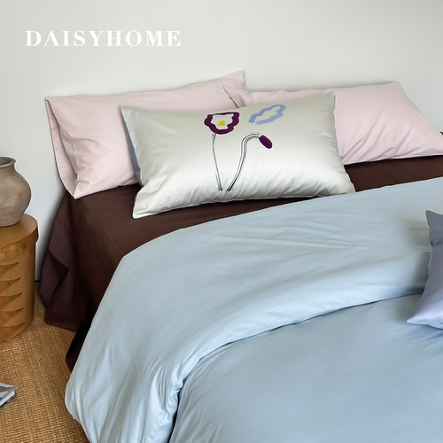 DAISYHOME春秋原创撞色100支纯棉磨毛床单床笠四件套被套床上用品