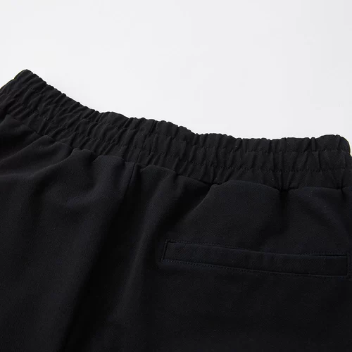 Мужские черные универсальные летние штаны, городской стиль, эластичная талия, свободный крой