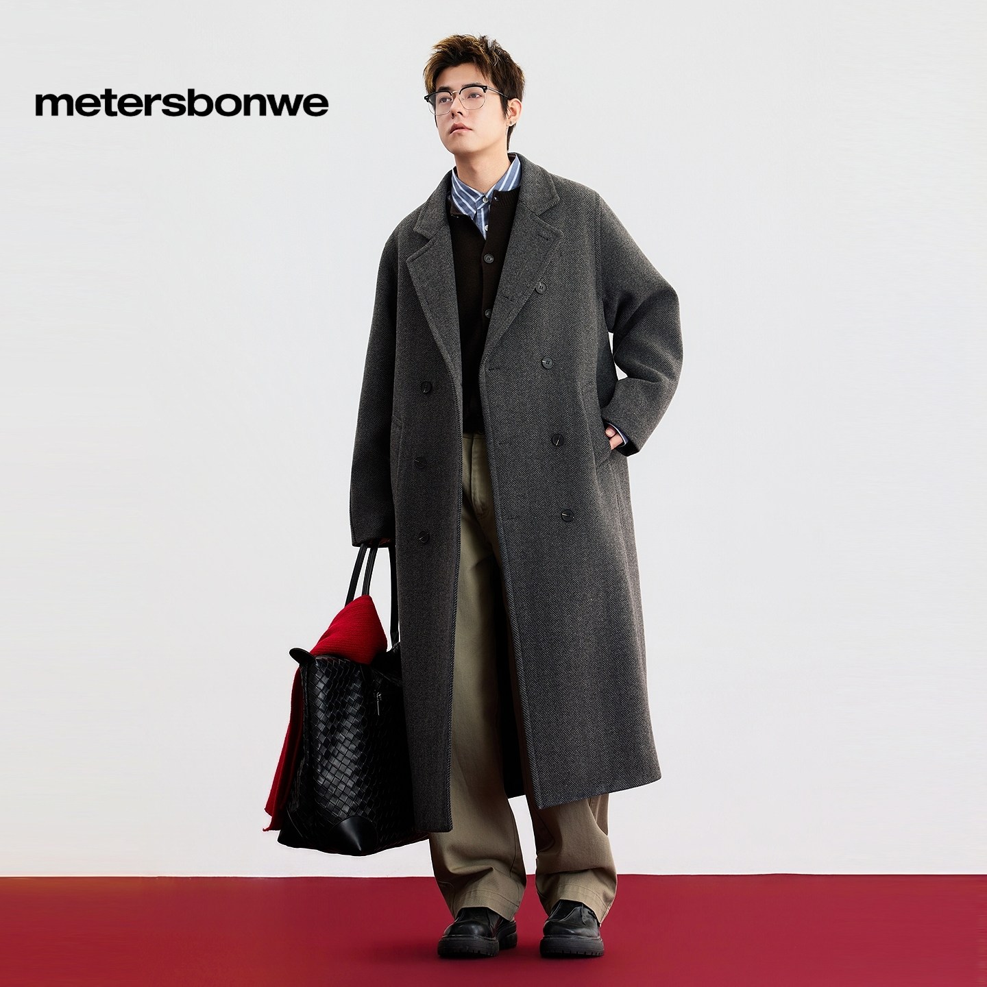 美特斯邦威男2026春季新款高级商务灰色休闲羊毛长款呢子大衣,男装,毛呢大衣,淘宝优惠券,粉丝福利购,淘宝优惠卷