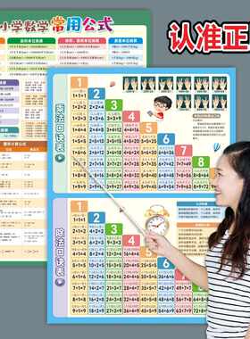 99九九乘法口诀表挂图小学生数学公式大全套一二年级知识点墙贴