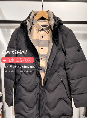 特价Polo Sport专柜男式休闲白鸭绒黑色中长款羽绒服