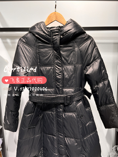 特价CARTELO专柜正品女式亮面宽松中长款白鸭绒羽绒服