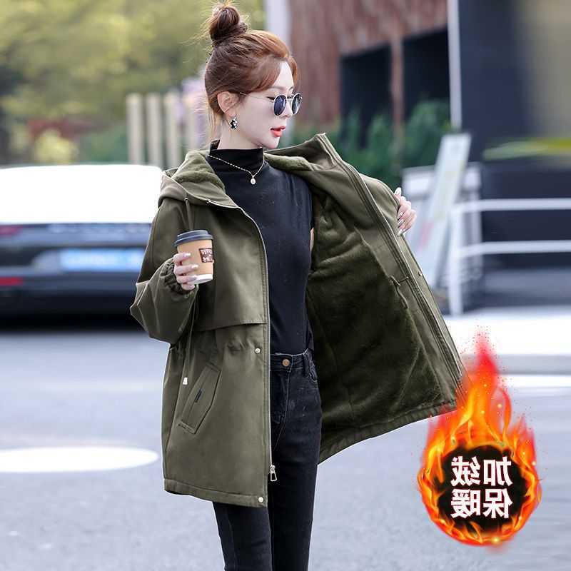 2025大码加绒派克服显瘦中长