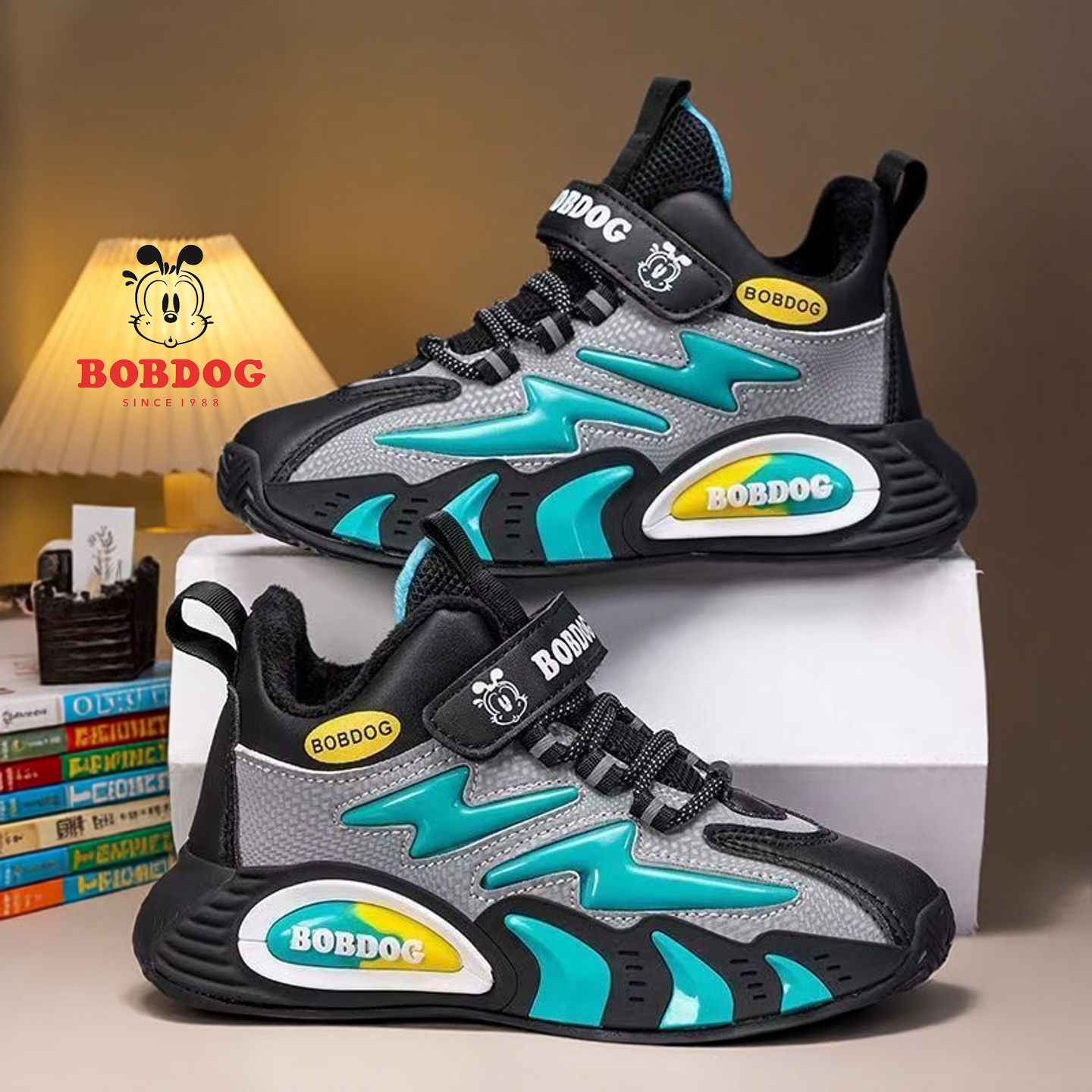 巴布豆男童冬季加绒加厚运动鞋潮