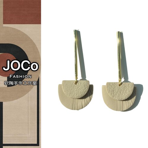 JOCoFashion｜极简几何结构镀金925银针耳钉耳饰软陶耳环2022新款