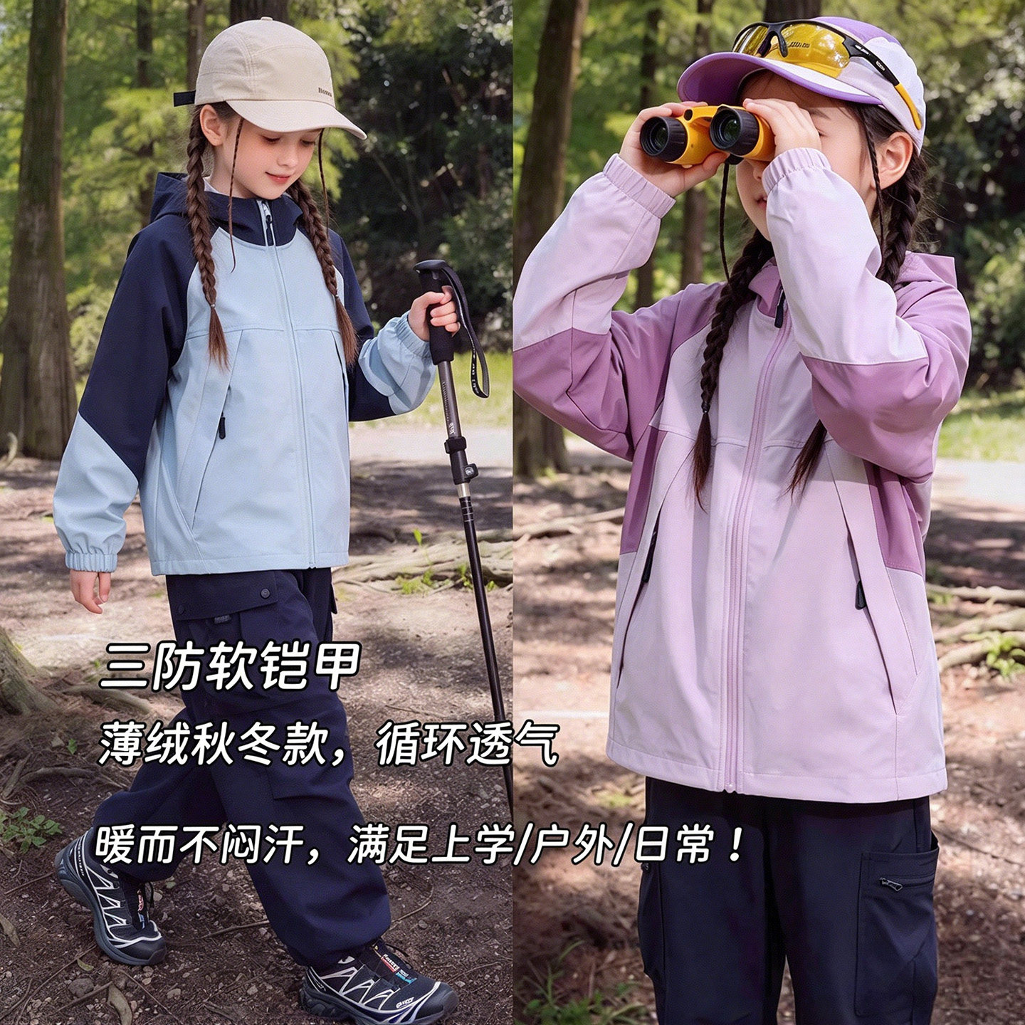 秋冬三防保暖男女童连帽冲锋衣