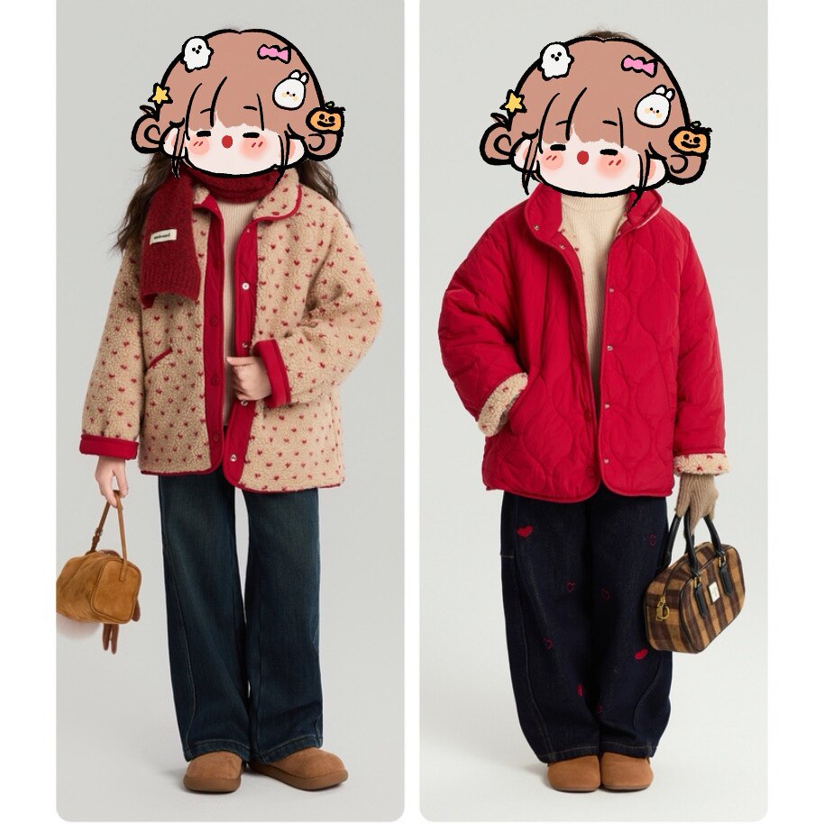 一件顶俩！可双面穿女童冬季羊羔毛夹棉外套 小立领爱心波点棉服,童装/婴儿装/亲子装,普通外套,淘宝优惠券,粉丝福利购,淘宝优惠卷