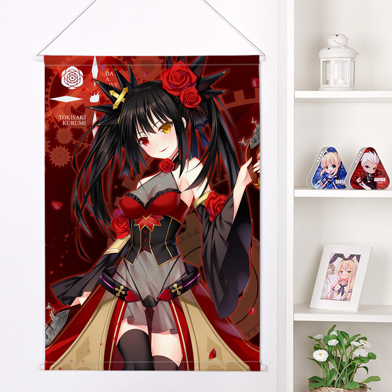 约会大作战时崎狂三猩红魔女狂三动漫挂画卷轴海报装饰画卧室周边