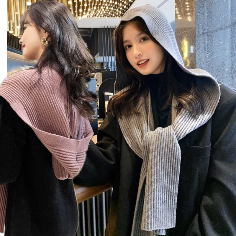 披肩连帽外搭围脖洋气春秋冬