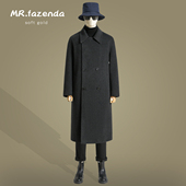 秋冬长款 过膝双面绵羊绒大衣男翻领宽松韩版 落肩羊毛呢子风衣外套