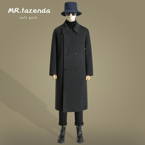 100%羊毛过膝长款双面羊毛大衣