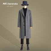 秋冬季 呢子风衣 过膝双面羊绒外套商务毛呢西装 羊毛大衣男士 中长款