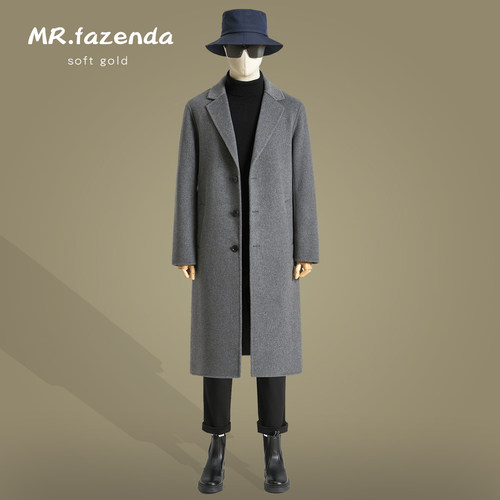 100%羊毛过膝中长款双面羊绒大衣