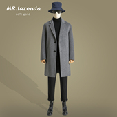 宽松西装 秋冬韩版 双面羊毛大衣男中长款 领落肩绵羊毛呢子风衣外套