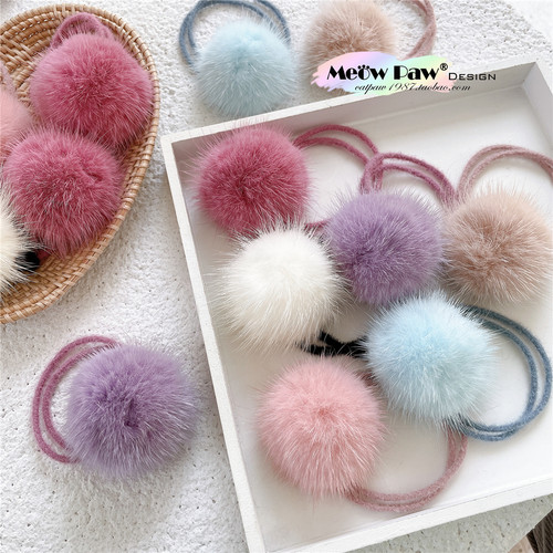 特别定制特大号水貂毛球发圈发绳