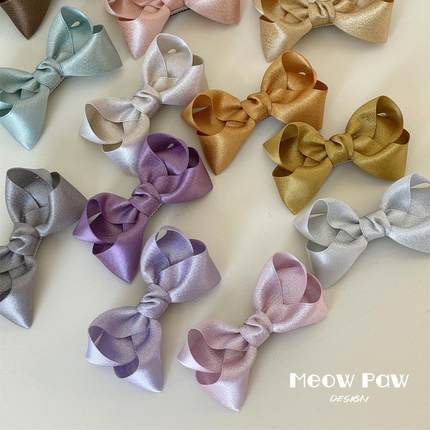 小喵爪手作原创可爱小号金丝蝴蝶结发饰7cm儿童安全发夹宝宝头饰