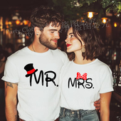 T恤上衣Lover Tops Shirts纯棉宽松圆领情侣短袖 Mrs Couple