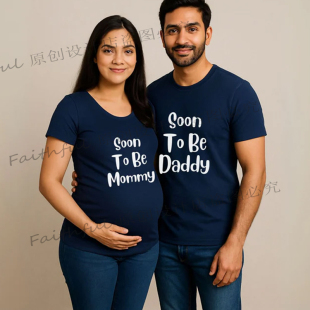 Soon To Be Mommy Daddy Couple t Shirts准父母爸妈短袖T恤上衣