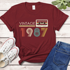 Retro 1987 Cassette 37 years old birthday t shirt欧美时尚T恤