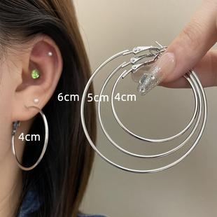 2026新款 圈圈耳环女轻奢高级感素圈耳扣耳饰品夸张大耳圈耳钉 爆款