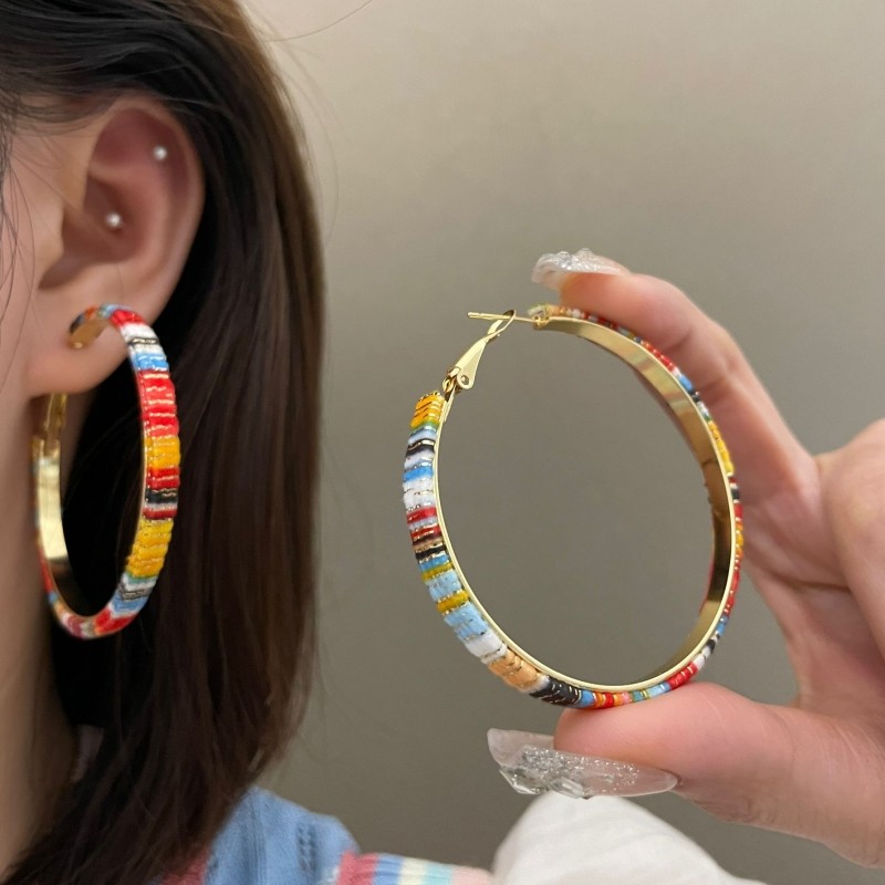 波西米亚风彩虹大圈耳环女S925银针夏季甜酷时尚彩色圈圈耳坠耳饰,饰品/流行首饰/时尚饰品新,耳环,淘宝优惠券,粉丝福利购,淘宝优惠卷