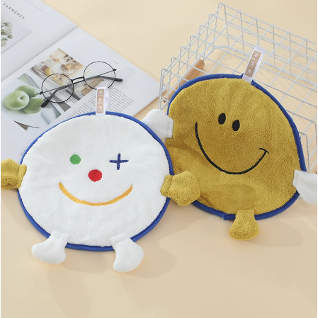 卡通小方巾珊瑚绒柔软吸水速干可爱擦手毛巾卡通笑脸擦手巾,居家日用,居家日用套装,淘宝优惠券,粉丝福利购,淘宝优惠卷