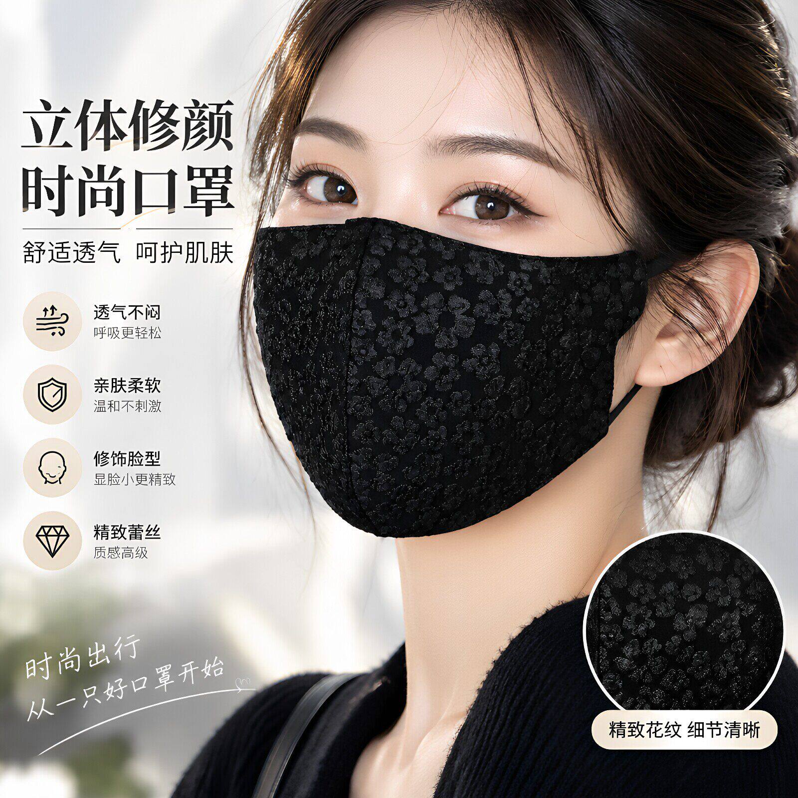 秋冬口罩女保暖加厚棉大护全脸防寒风立体小花新款可水洗调节网红