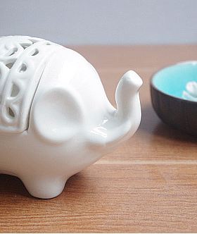 星辰艺瓷 陶瓷 家居摆设创意镂空小象(可放洗碗海绵肥皂) 批发