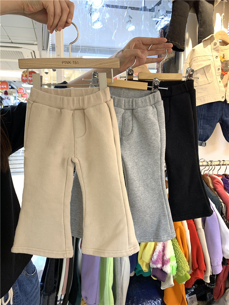 韩版童装秋冬新款女童纯色休闲裤加绒高腰喇叭腿裤子,童装/婴儿装/亲子装,裤子,淘宝优惠券,粉丝福利购,淘宝优惠卷