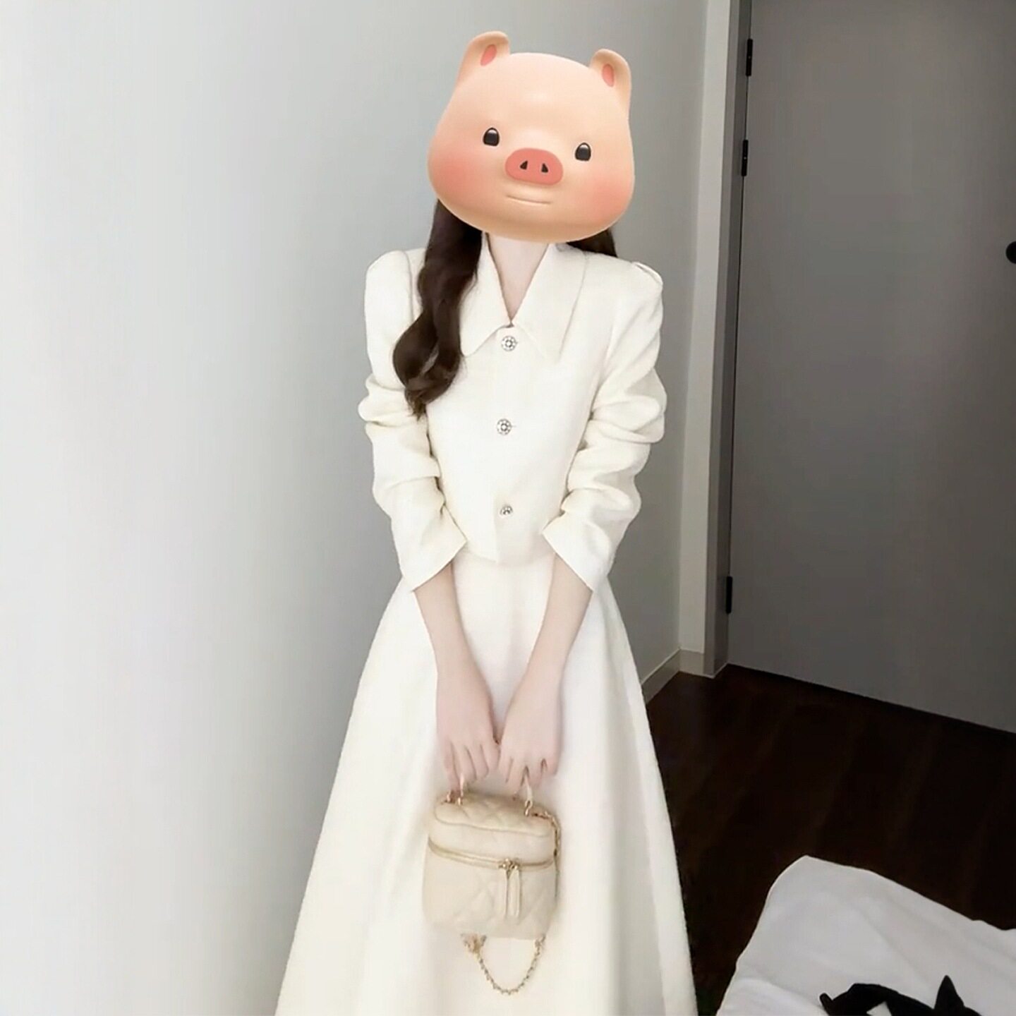 温柔富家千金感穿搭连衣裙子女2026新款秋冬季小香风两件套装长裙