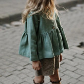 衿依亚麻小童短外套大爱系列秋冬女童纯亚麻上衣定制手工刺绣4083