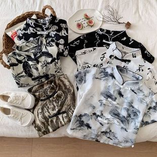 儿童无袖夏季T恤新款新中式上衣男女童薄款衬衣宽松休闲短袖童装