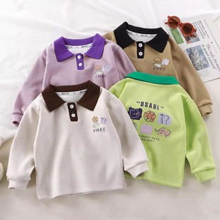 德绒潮童外穿 2025新款 polo衫 儿童T恤长袖 单件男童上衣女童打底衫
