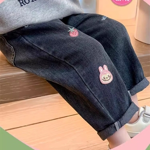 子2025儿童春秋季 外穿长裤 新款 休闲女宝宝秋装 韩版 女童洋气牛仔裤