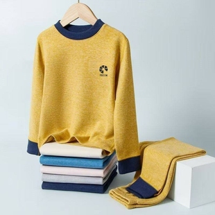 羊毛蚕丝加厚秋冬打底A类儿童款 保暖内衣男童套装 女童秋衣秋裤