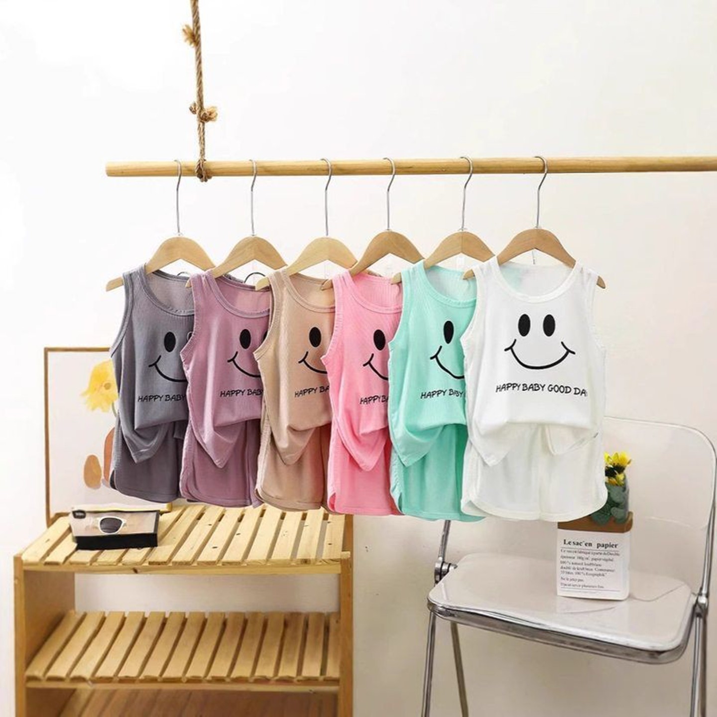 儿童套装冰丝笑脸背心夏季薄款无袖短裤两件套男女童宽松吊带睡衣,童装/婴儿装/亲子装,套装,淘宝优惠券,粉丝福利购,淘宝优惠卷