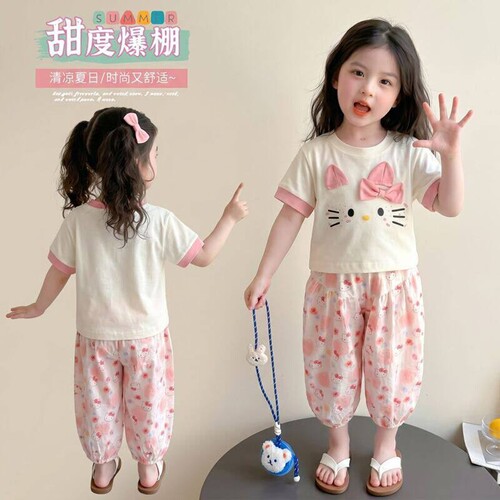 女童夏季套装短袖灯笼裤两件套
