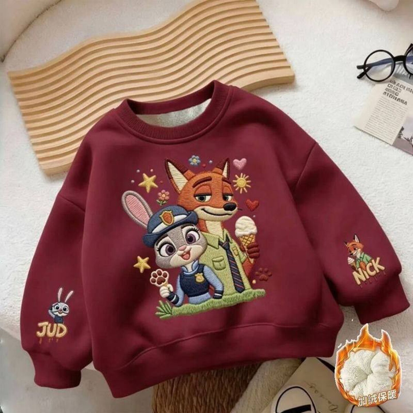 儿童加绒加厚卫衣秋冬季2026新款男女童洋气卡通可爱长袖保暖上衣