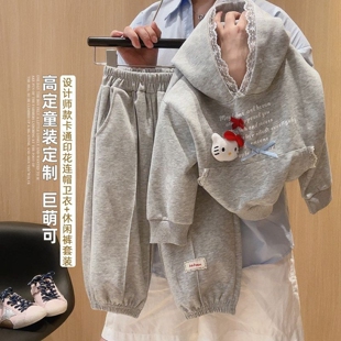 女童特价秋装连帽卫衣秋季时尚中大童洋气时髦结儿童上衣网红带帽