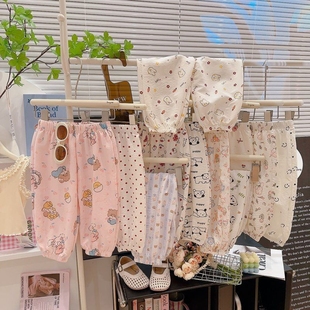 灯笼裤女童夏季童裤男儿童新款裤九分宽松睡裤2025薄款家居宝宝