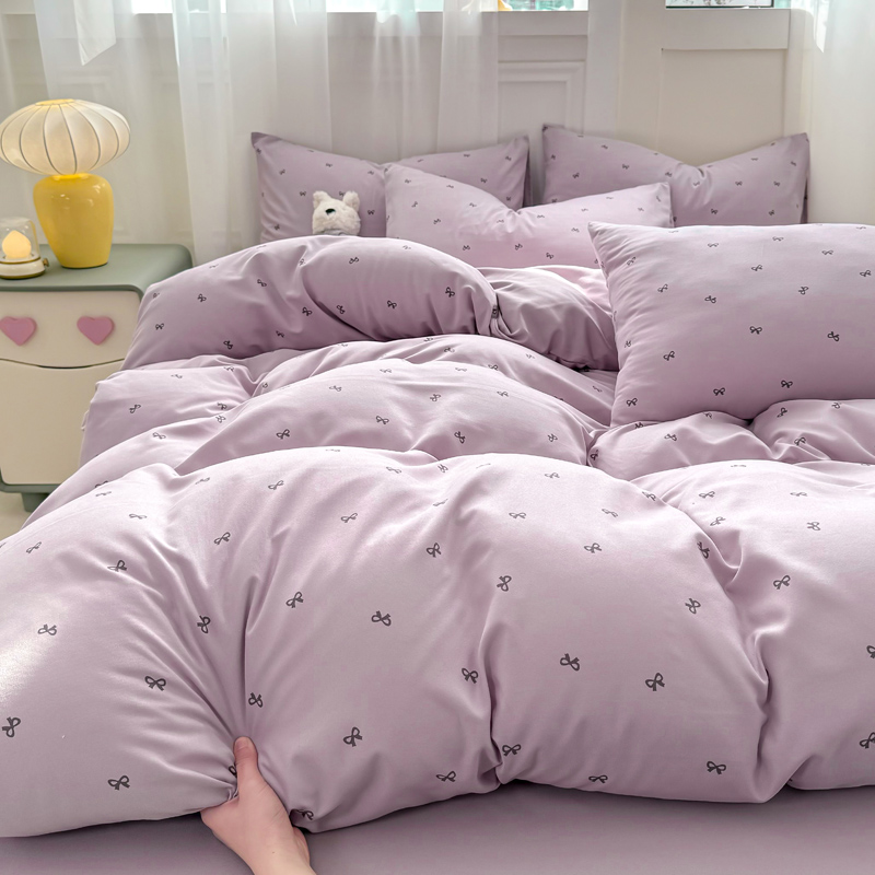 A类母婴水洗针织全棉抗菌有氧纯棉双层纱套件新疆长绒棉被套四件