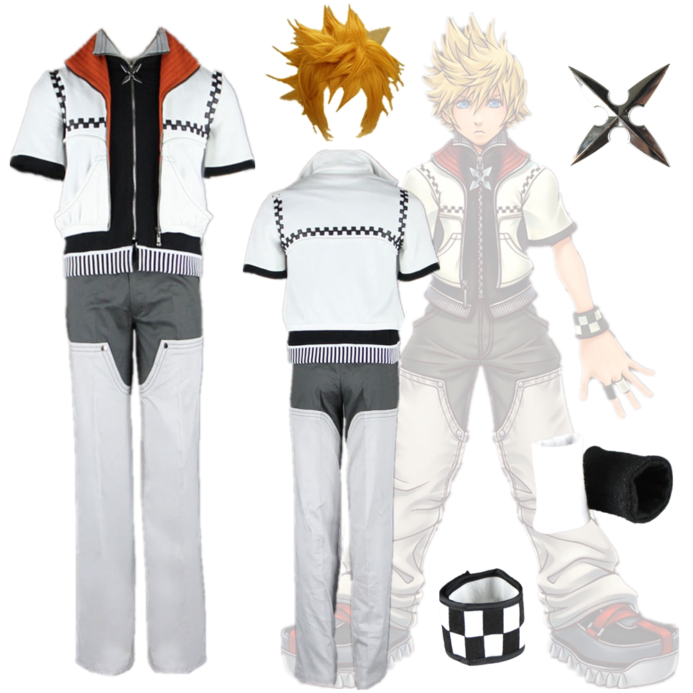动漫Cos服饰王国之心Roxas罗克萨斯白色夹克裤子角色扮演男式套装