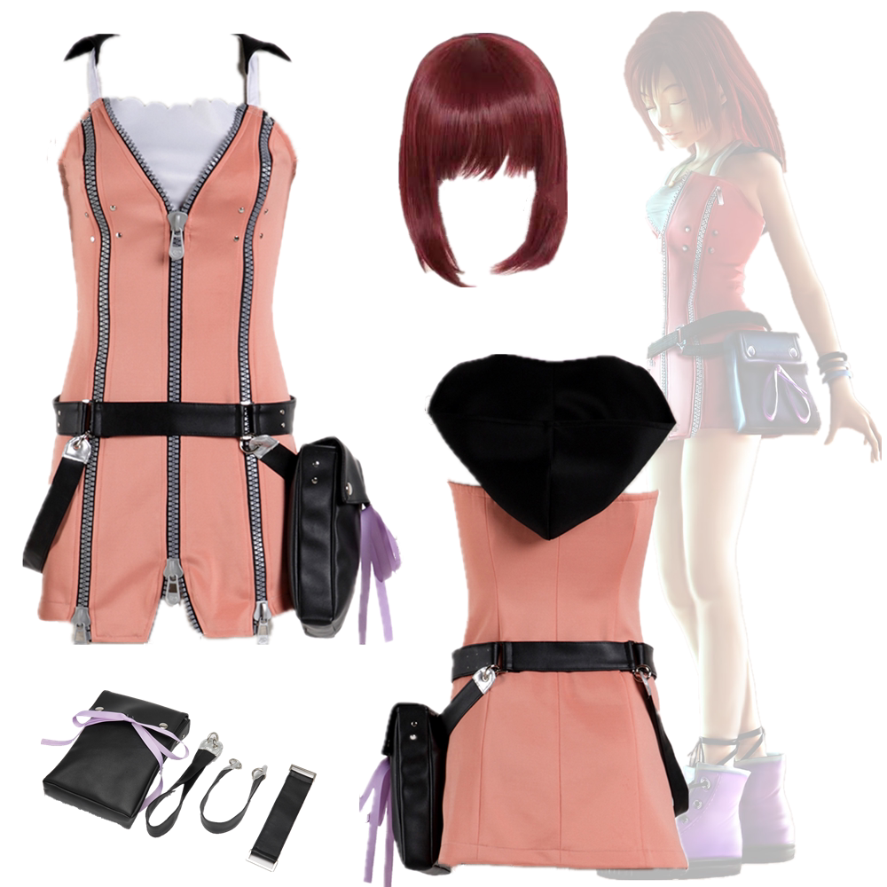 动漫Cos服饰王国之心Kairi凯莉粉色裙子凯丽角色扮演圣诞女式套装