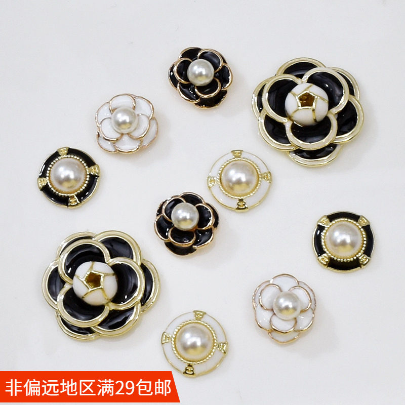 合金滴油小香风山茶花 手工DIY韩版发饰材料边夹刘海夹鸭嘴夹配件