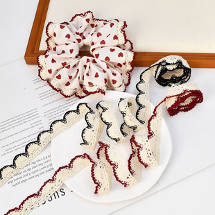 双色棉线木耳边镂空蕾丝花边 饰配料 diy手工材料大肠发圈服饰装