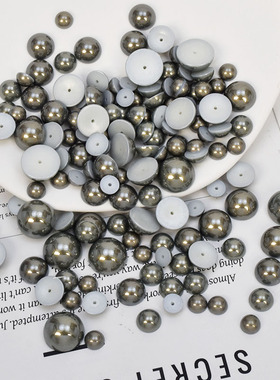 灰色半圆珠树脂仿珍珠 发饰diy手工材料发夹发箍发簪饰品配件辅料