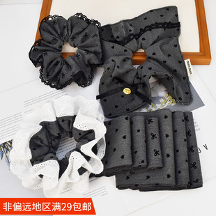 波点爱心蝴蝶结植绒布条布带 发饰大肠圈蕾丝边发圈材料 服装辅料