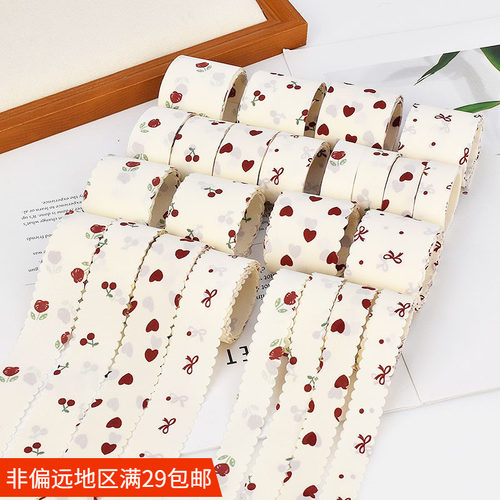 樱桃爱心花朵印花织带布艺丝带 diy蝴蝶结发饰手工材料服装辅料