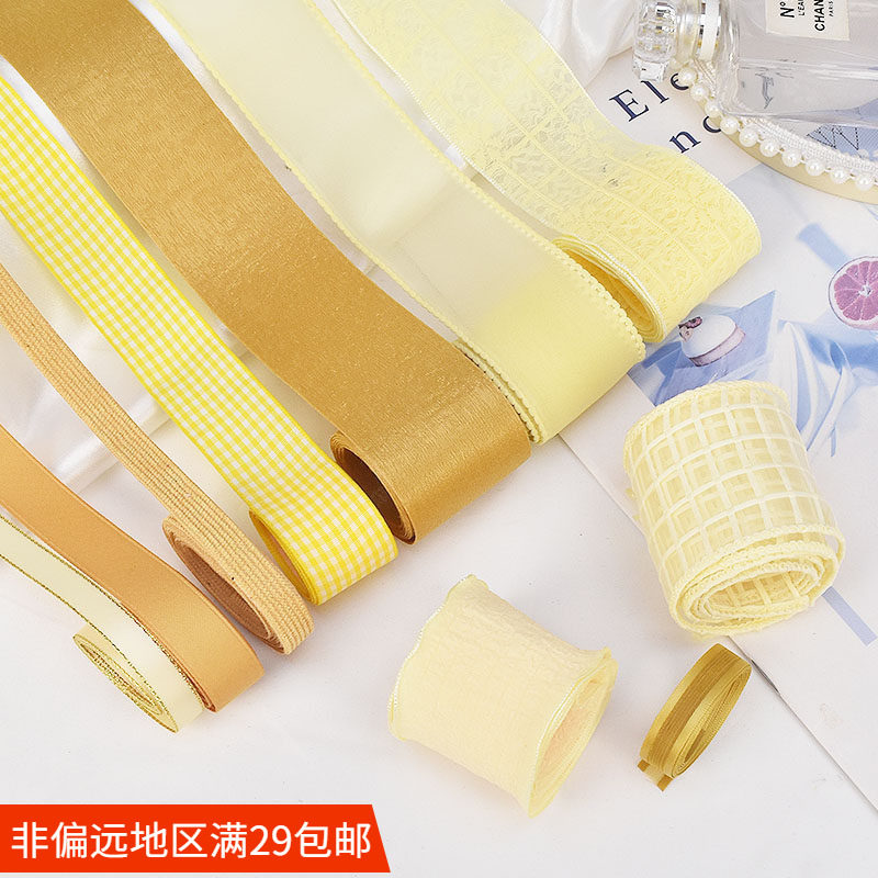 布艺黄色系发饰蝴蝶结材料图片