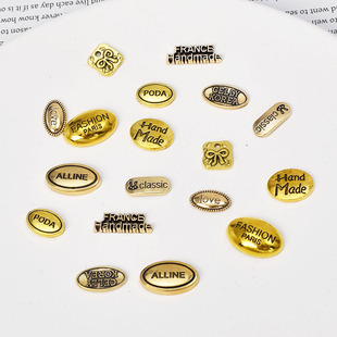 复古合金椭圆字母贴片做旧工艺饰品配件 手工diy发饰蝴蝶结材料